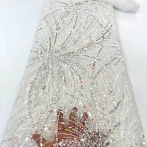 Luxurious Sequence Groom Lace Fabrics Nigeria Lace Fabric 2022 Embroidery Mesh Lace Fabric 3D Beaded African 2