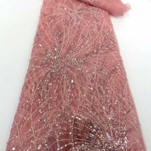 Luxurious Sequence Groom Lace Fabrics Nigeria Lace Fabric 2022 Embroidery Mesh Lace Fabric 3D Beaded African 4