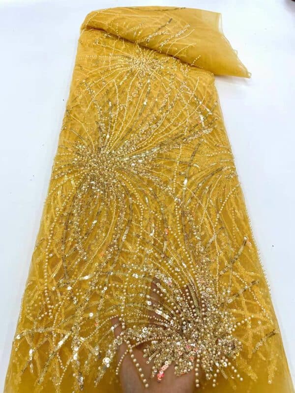 Luxurious Sequence Groom Lace Fabrics Nigeria Lace Fabric 2022 Embroidery Mesh Lace Fabric 3D Beaded African