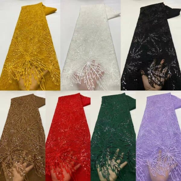 Luxury Handmade Embroidered Sequins French Lace Tulle Fabric 2022 African High Quality Net Lace For Wedding 1