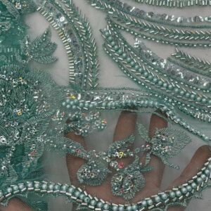 Luxury Nigerian Handmade Beads Lace Fabric 2022 High Quality Sequins Lace Fabric French Tulle Lace Material 1