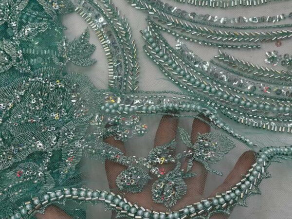 Luxury Nigerian Handmade Beads Lace Fabric 2022 High Quality Sequins Lace Fabric French Tulle Lace Material 1