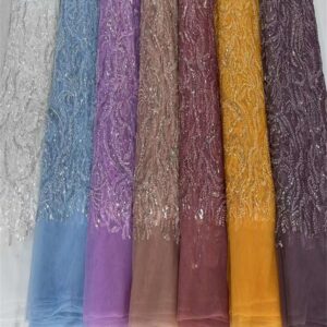 Luxury Sequins African Lace Fabric 2022 High Quality Beads Groom Nigerian Wedding Bridal Embroidery Tulle Lace 2