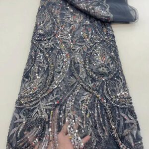 Luxury Sequins Groom Embroidery African Lace Fabric 5 Yards 2022 High Quality Nigerian Wedding Bridal Asoebi 2