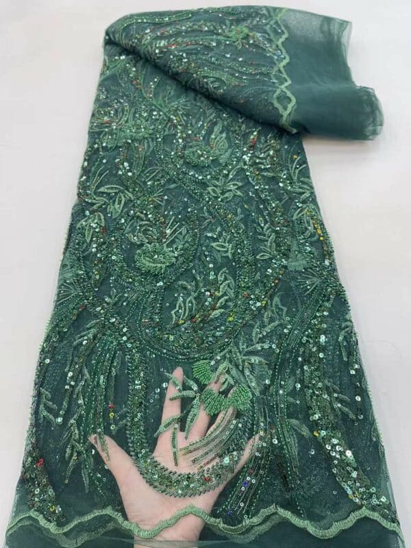 Luxury Sequins Groom Embroidery African Lace Fabric 5 Yards 2022 High Quality Nigerian Wedding Bridal Asoebi 4