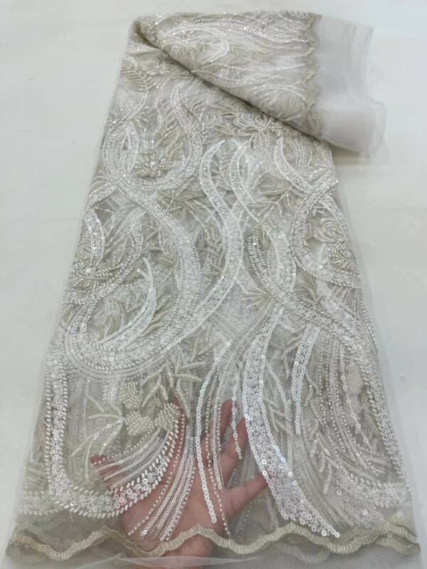 Luxury Sequins Groom Embroidery African Lace Fabric 5 Yards 2022 High Quality Nigerian Wedding Bridal Asoebi