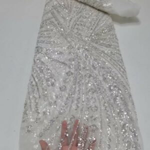 Luxury Sequins Lace Fabrics 2022 High Quality Handmade Groom Beaded Bridal Laces Fabrics Wedding African Sequins