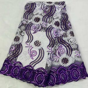 New French Tulle Lace Fabric 5 Yards 2022 High Quality Nigerian Wedding Sequins Embroidery African Lace 1