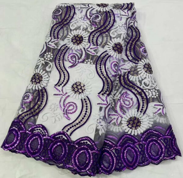 New French Tulle Lace Fabric 5 Yards 2022 High Quality Nigerian Wedding Sequins Embroidery African Lace 1