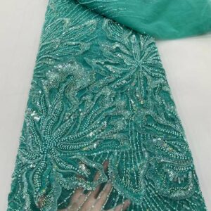 Nigerian French Lace Fabric For Wedding 2022 Luxury Groom Beaded Bridal Fabrics African Sequins Tulle Lace 2