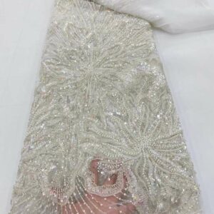Nigerian French Lace Fabric For Wedding 2022 Luxury Groom Beaded Bridal Fabrics African Sequins Tulle Lace 3