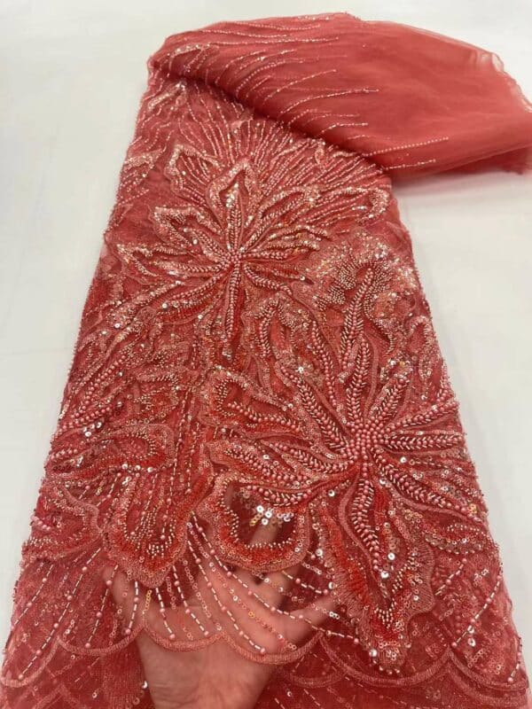 Nigerian French Lace Fabric For Wedding 2022 Luxury Groom Beaded Bridal Fabrics African Sequins Tulle Lace 5