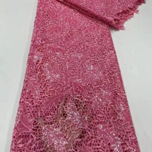 Pink Afriacn Lace Fabric French Sequins Cord Lace Fabric 2022 High Quality Embroidery Material Nigeria Lace