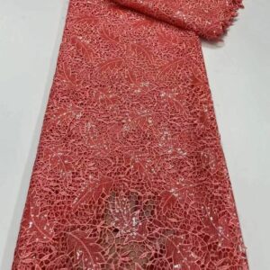 Pink Afriacn Lace Fabric French Sequins Cord Lace Fabric 2022 High Quality Embroidery Material Nigeria Lace 4