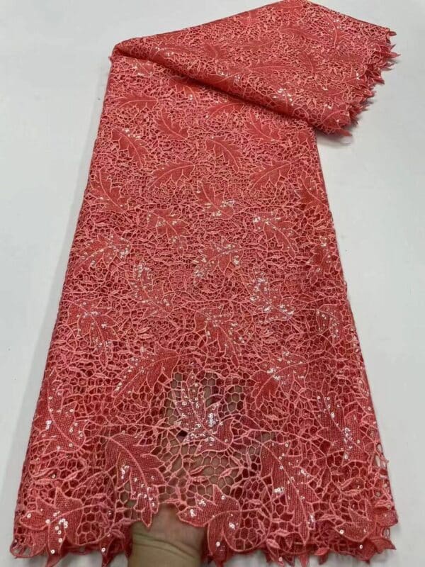 Pink Afriacn Lace Fabric French Sequins Cord Lace Fabric 2022 High Quality Embroidery Material Nigeria Lace 4