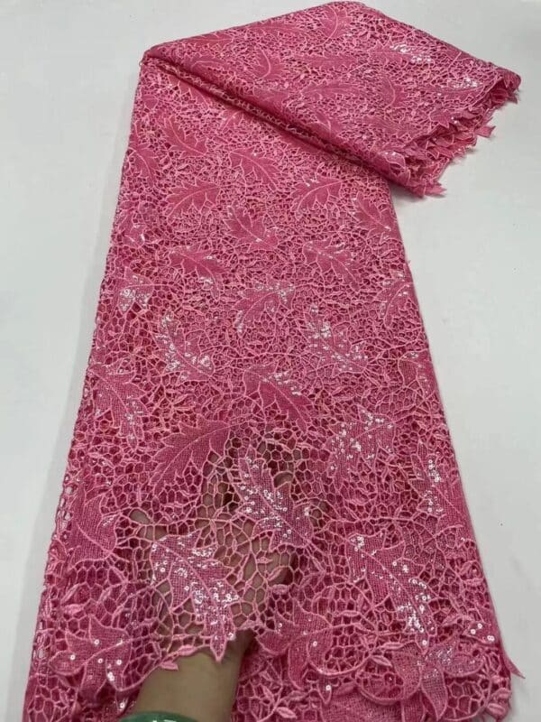 Pink Afriacn Lace Fabric French Sequins Cord Lace Fabric 2022 High Quality Embroidery Material Nigeria Lace