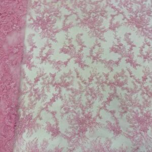 Pink African Groom Lace Fabric 2022 High Quality 5 Yards French Lace Fabric Sequins Beads Nigerian 1