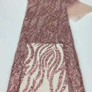 Pink African Sequins Beaded Lace Fabric 2022 High Quality Lace Material French Nigerian Wedding Lace Fabrics