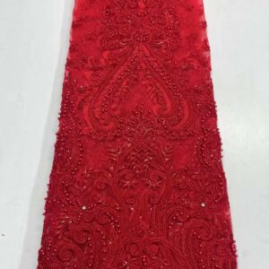Red Latest Beads African Lace 2022 High Quality Lace Stone Groom Nigerian French Tulle Lace Fabric