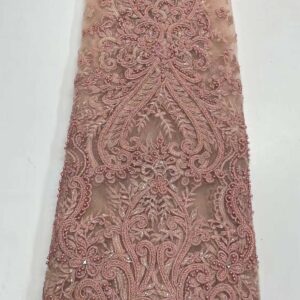 Red Latest Beads African Lace 2022 High Quality Lace Stone Groom Nigerian French Tulle Lace Fabric 4