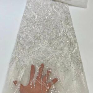 White 2022 High Quality African Groom Lace Fabric Newest Arrival Sequins Laces Fabrics Embroidered Nigerian Tulle