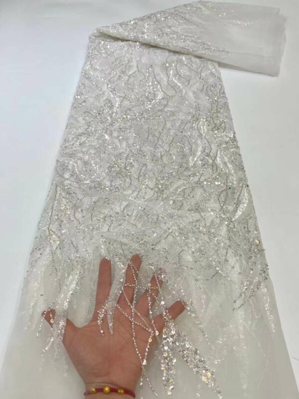 White 2022 High Quality African Groom Lace Fabric Newest Arrival Sequins Laces Fabrics Embroidered Nigerian Tulle