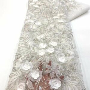 White African 3D Groom Lace Fabric 5 Yards 2022 High Quality Sequins Lace French Nigerian Wedding