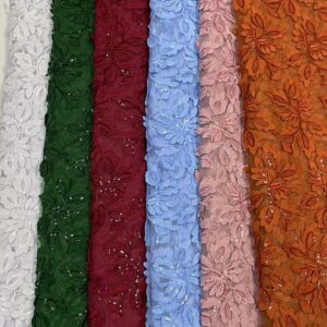 White High Quality Milk Silk Embroidery African Guipure Cord Lace Fabric Nigerian Tulle Net Sequins Lace 7
