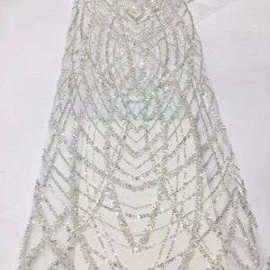 White New Arrival Sequins Beads African Beaded Groom Lace Fabric 2022 High Quality French Tulle Net